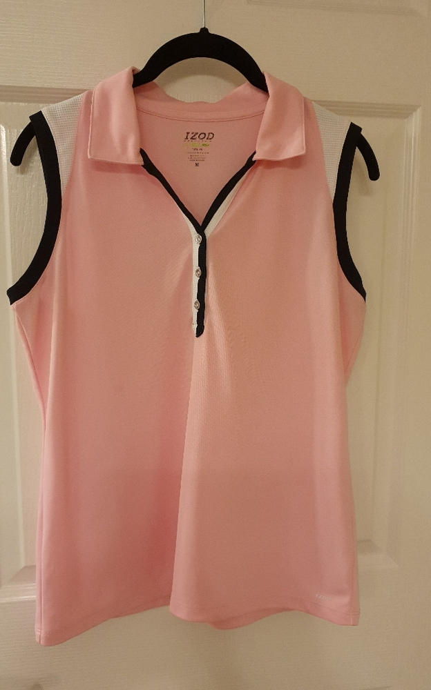 IZOD Golf Pink with Black Trim Shirt M Sleeveless Cute